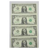 (4) 2013 $1 BILLS CONSECUTIVE UNCIRCULATED