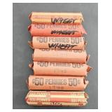 (7) ROLLS OF WHEAT PENNIES, MIXED DATES