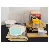CORNINGWARE DISH,SHOT GLASS DISPENSER, CHARGERS