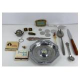 ADVERTISING ASHTRAY, MATCHES, MORE