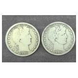 (2) BARBER SILVER HALF DOLLARS 1900 1906