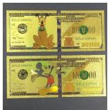 (2) DISNEY GOLD FOIL FANTASY BILLS
