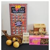 JIGSAW PUZZLES, TAROT CARDS, WOOD ITEMS