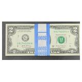 (50) $2 DOLLAR BILLS CONSECUTIVE SN UNCIRCULATED