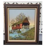 HARGROVE COVERED BRIDGE OIL ON CANVAS