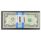 (50) $2 DOLLAR BILLS CONSECUTIVE SN UNCIRCULATED