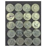 (20) KENNEDY HALF DOLLARS MIXED DATES