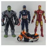 (3) MARVEL CHARACTERS & XMEN MOTORCYCLE