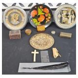 EGYPTIAN, COPPER, WOOD PLATES