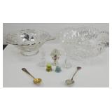 GLASS BOWLS, THIMBLES, DECORATIVE SPOONS & MORE