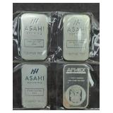 (4) 1 OZ SILVER BARS .999