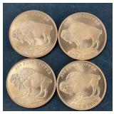 (4) COPPER 1 OZ ROUNDS
