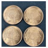 (4) 1 OZ COPPER ROUNDS