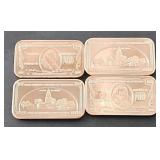 (4) COPPER BARS 1 OZ EACH