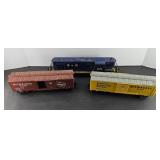 (3) WILLIAMS LOCOMOTIVE & (2)  BOX CARS O-SCALE