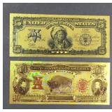 (2) AMERICAN WEST  GOLD FOIL FANTASY BILLS