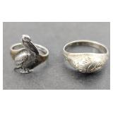 (2) STERLING SILVER RINGS