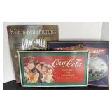 (3) METAL SIGNS, MARLBORO, BUDWEISER, COCA COLA