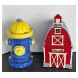 (2) COOKIE JARS, BARN IS PLASTIC