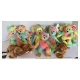 TY BEANIE BABIES (11) PEACE BEARS, (3) WALRUS