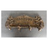 CAST IRON HAIRCUT & SHAVE COAT HOOK SIGN