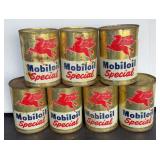 (7) MOBIL OIL CANS, UNOPENED, 20 W