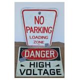 METAL PARKING SIGN & PLASTIC HIGH VOLTAGE SIGN