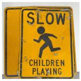 (2) METAL ROAD SIGNS, SOME DAMAGE