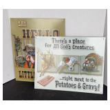 (2) MANCAVE SIGNS, METAL