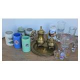 COLLECTION OF STEINS, GLASSES & MORE