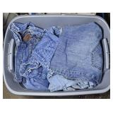 TOTE OF JEANS, STORED IN BARN