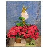 (2) POINSETTIAS & FLORAL DECOR