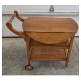 VINTAGE WOOD TEA CART W/ DROP DOWN LEAVES