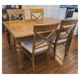 FARMHOUSE TABLE W/ BUTTERFLY LEAF & (4) CHAIRS