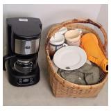 COFFEE MAKER, MUGS, & BASKET