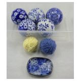 (5) GLASS DISPLAY BALLS & MORE