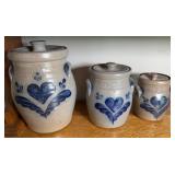(3) ROWE POTTERY CANISTERS
