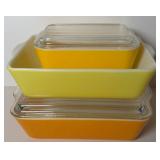 VINTAGE PYREX BAKING DISHES, 2 LIDS