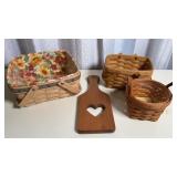 (3) LONGABERGER BASKETS & HEART BOARD