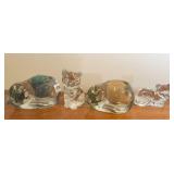 GLASS KITTY CAT PAPERWEIGHTS