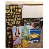 WIZARD OF OZ & CORVETTE METAL SIGN