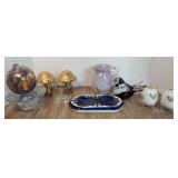 ART GLASS PITCHER, MUSHROOM SHAKERS & MORE