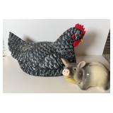 CERAMIC HEN & PIG BANK