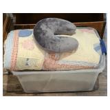 TOTE OF QUILT, NECK PILLOW & BLANKET
