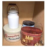 ADVERTISING TINS & ENAMELED PAIL