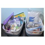 (2) SMALL BASKETS OF THREAD & CROCHET COTTON