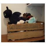 PLUSH ANIMAL IN CALIFORNIA FRUIT CRATE