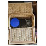 PICNIC BASKET, GLASSWARE, MORE