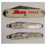 (3) RAILROAD ADVERTISING KNIVES