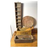 VINTAGE WOOD BOXES, SCHOLL, MEASURER, & MORE